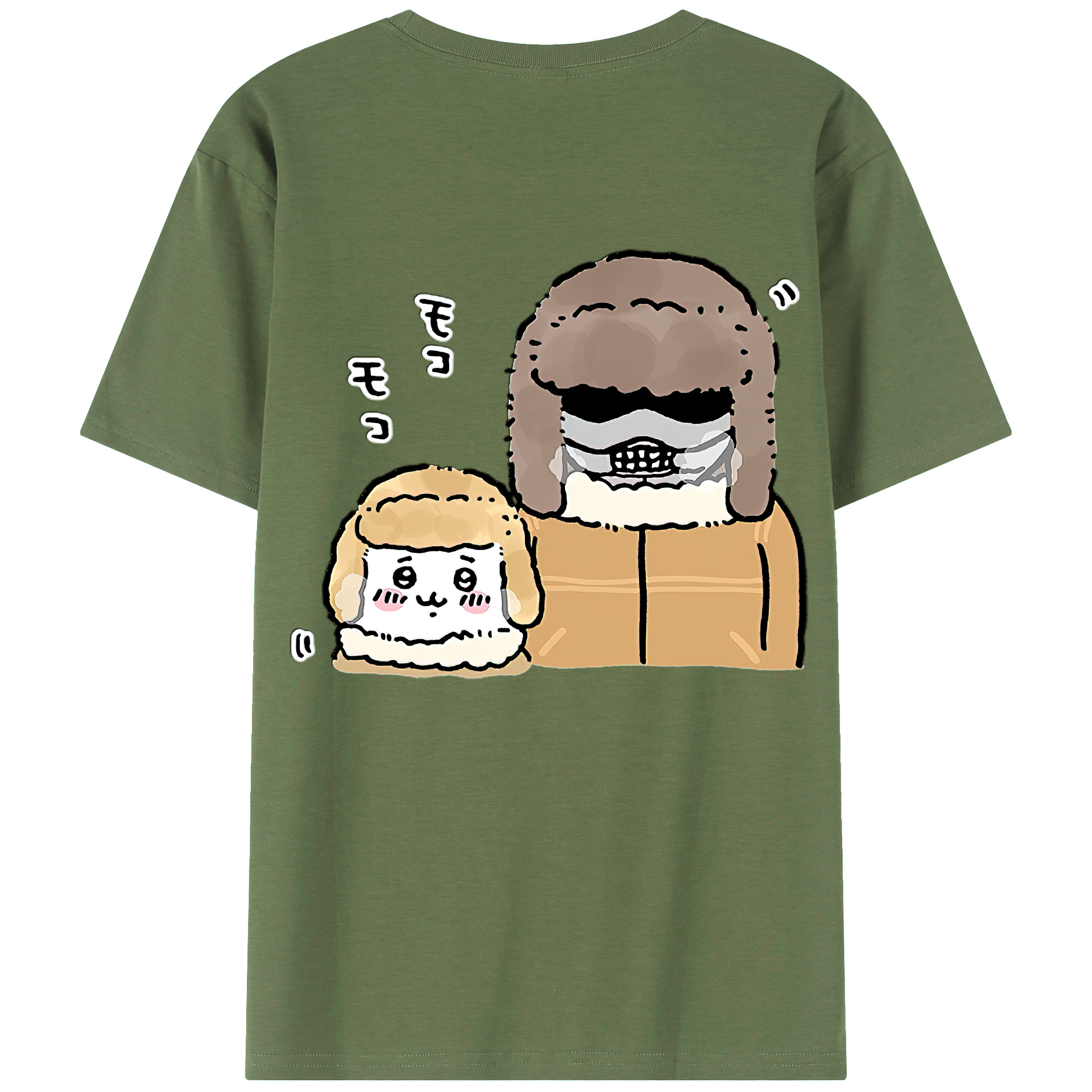 （画像用） ちいかわ 労働の鎧さん Chii-kawa Mr. Armor of Labor 綿100％ メンズ半袖Tシャツ（バックプリント） 通気性